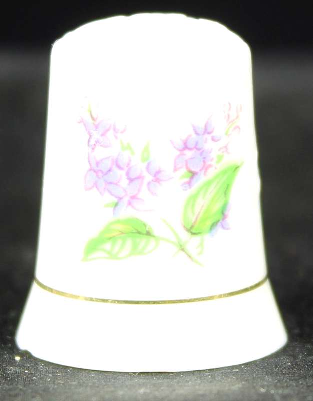 Porcelain Thimble - Purple Flowers - Gold Reef Potteries