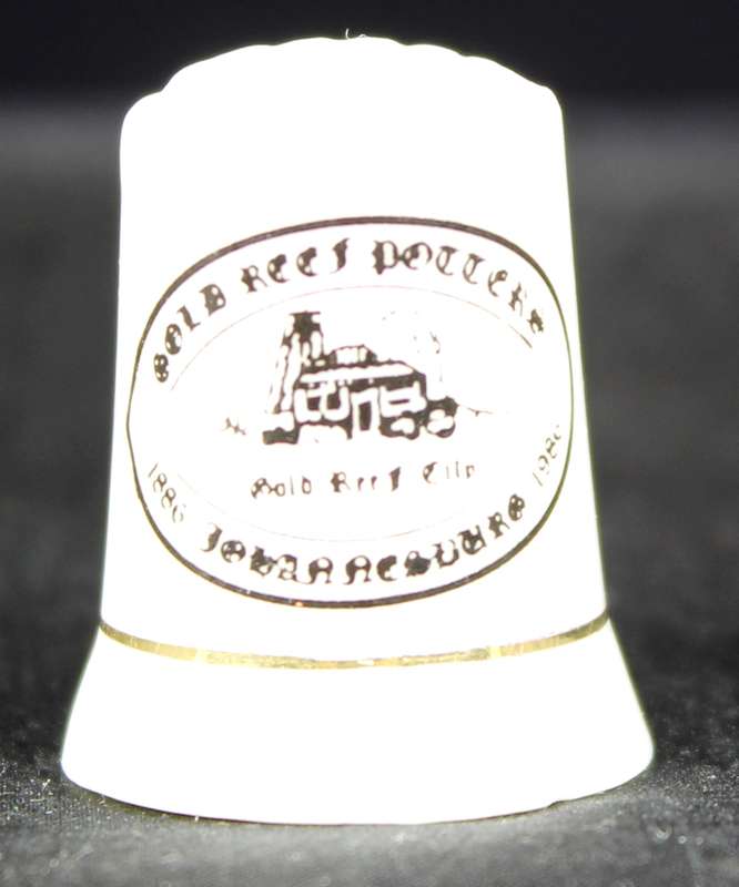 Porcelain Thimble - Purple Flowers - Gold Reef Potteries