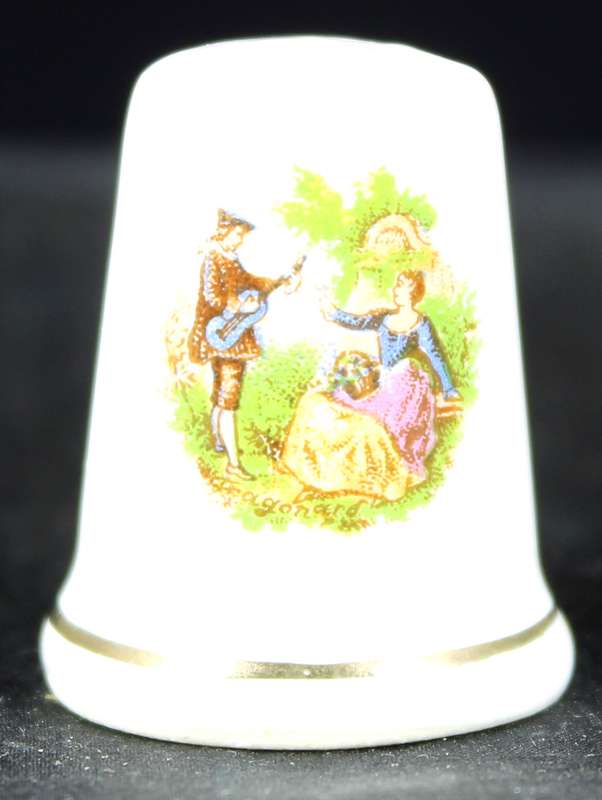 Porcelain Thimble - Serenade - Victorian Scene