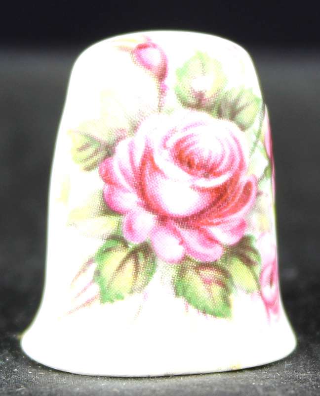 Porcelain Thimble - Wine Red Rose
