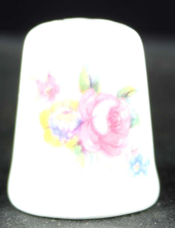 Porcelain Thimble - Floral Bone China - Pink Flowers