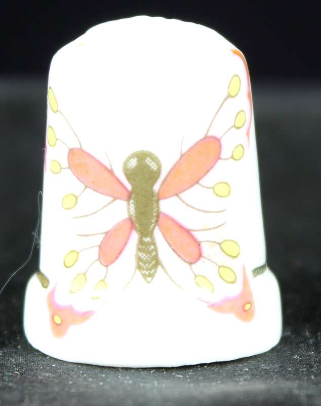 Porcelain Thimble - Pink Butterfly