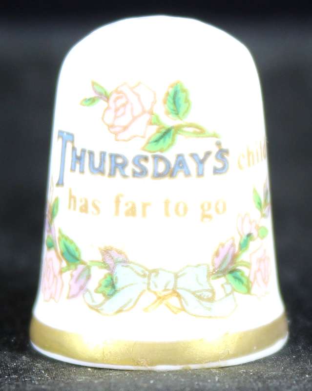 Porcelain Thimble - Caverswall - Thursday's Child