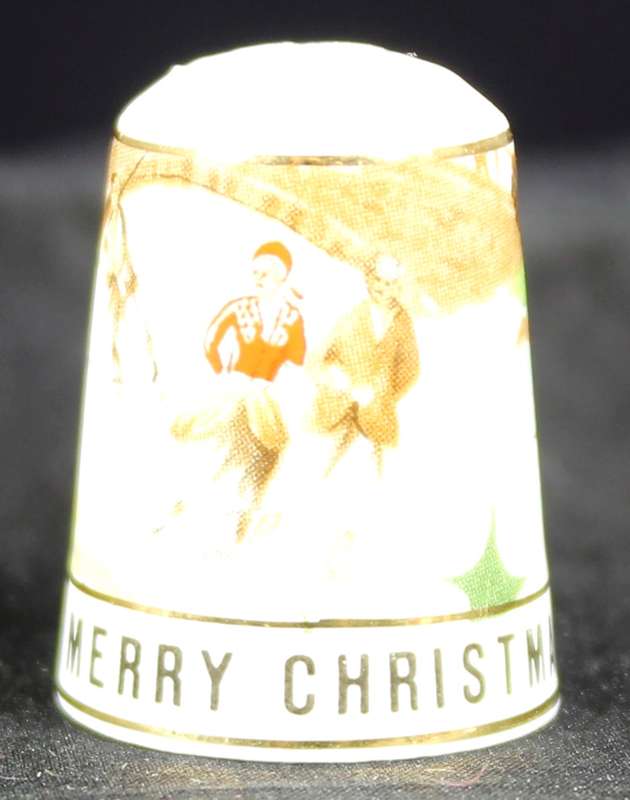 Porcelain Thimble - Thimble Craft by Shirley - Merry Christmas