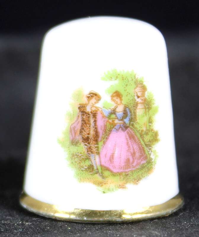 Porcelain Thimble - Limoges - Victorian Scene
