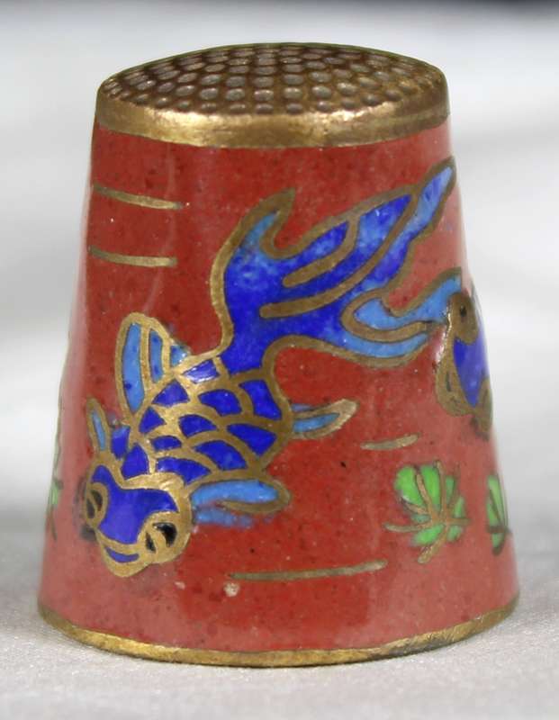 Cloisonne Thimble - Embossed Fish