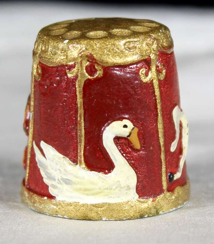 Metal Thimble - Embossed Merry Go Round Animals
