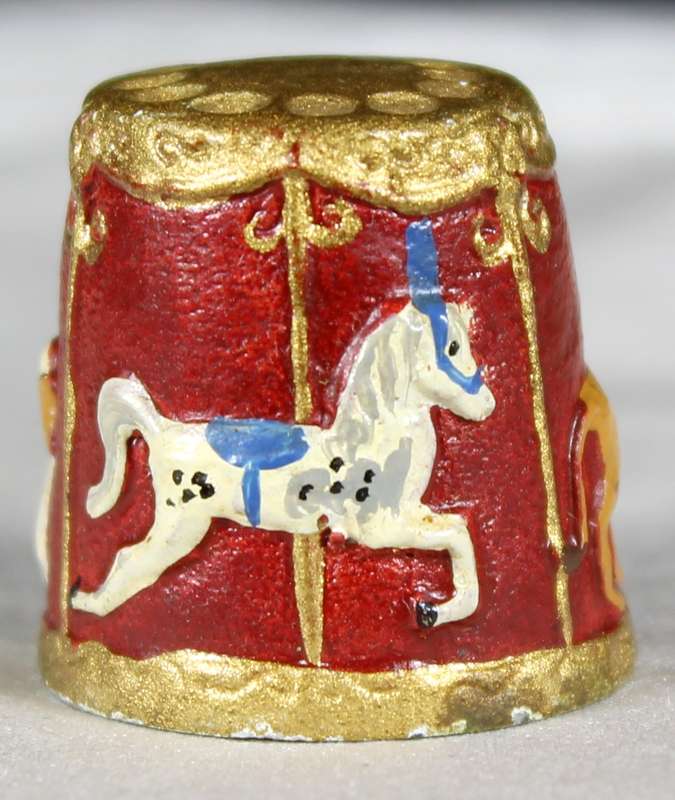 Metal Thimble - Embossed Merry Go Round Animals