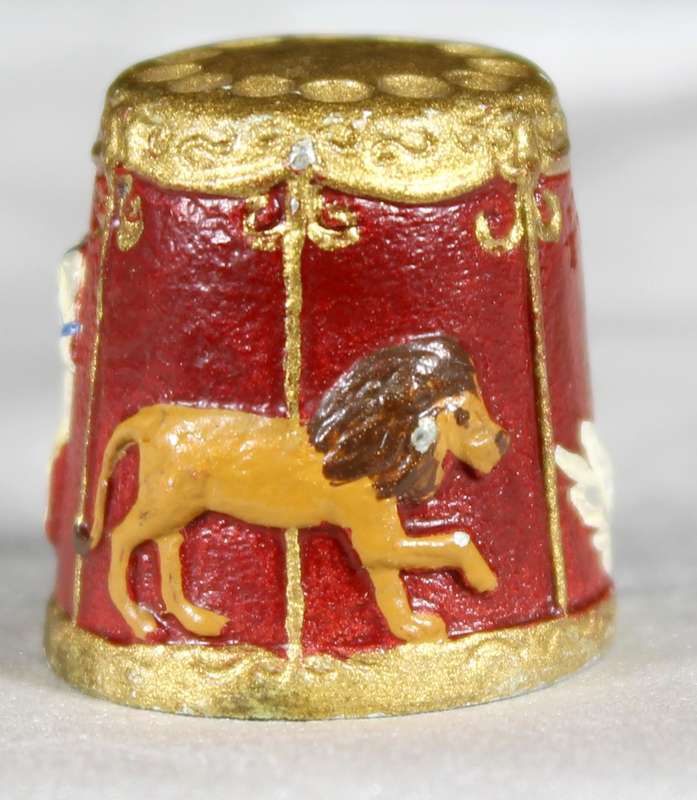Metal Thimble - Embossed Merry Go Round Animals