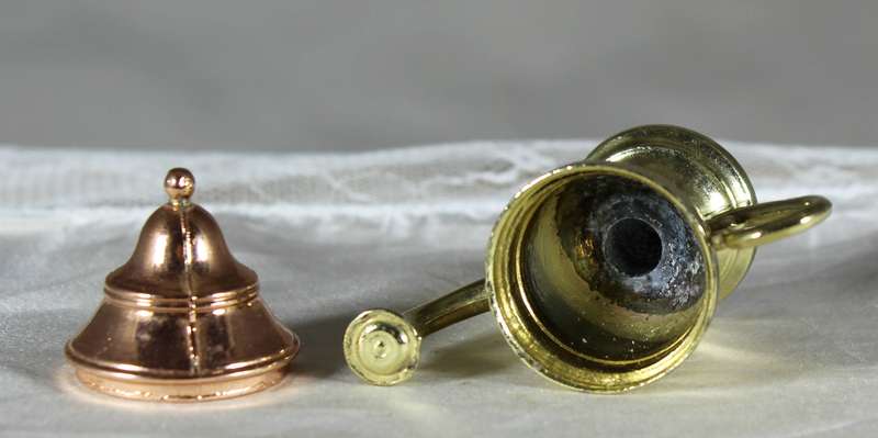 Miniature brass and copper coffee pot