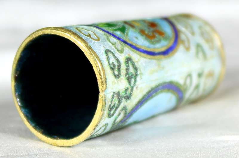 Cloisonne Thimble - Tall Embossed Birds & Flowers