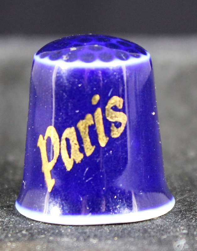 Porcelain Thimble - Limoges Blue - Victorian Couple