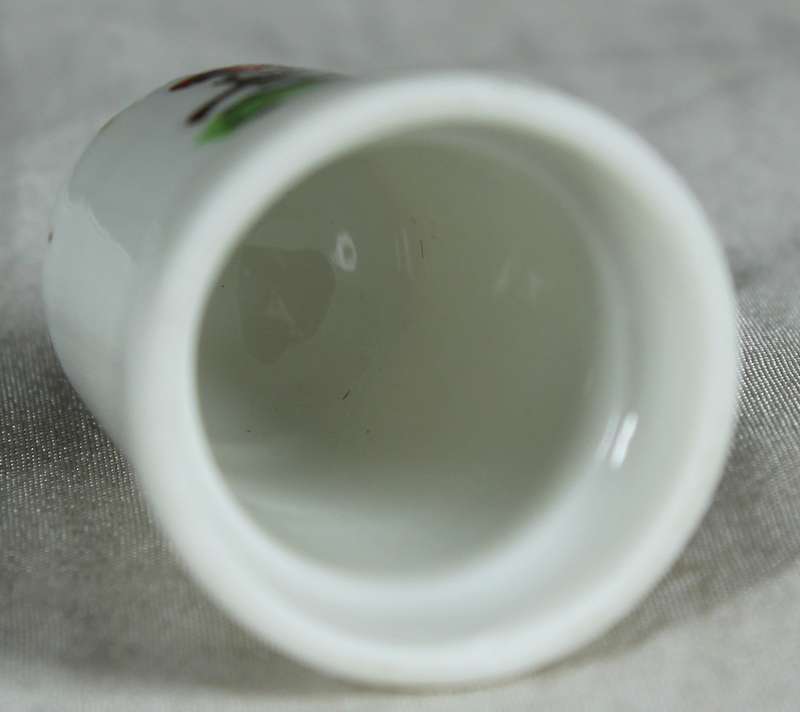 Bone China thimble - red bird on a branch