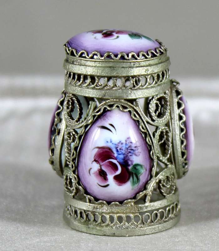 Filigree Enamel Thimble from Russia - Purple