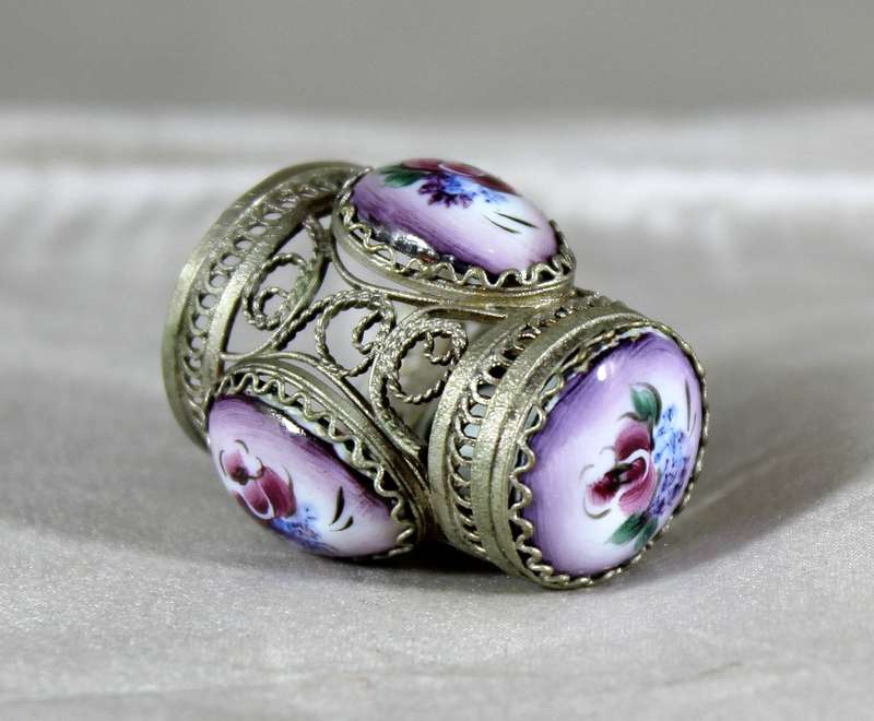 Filigree Enamel Thimble from Russia - Purple