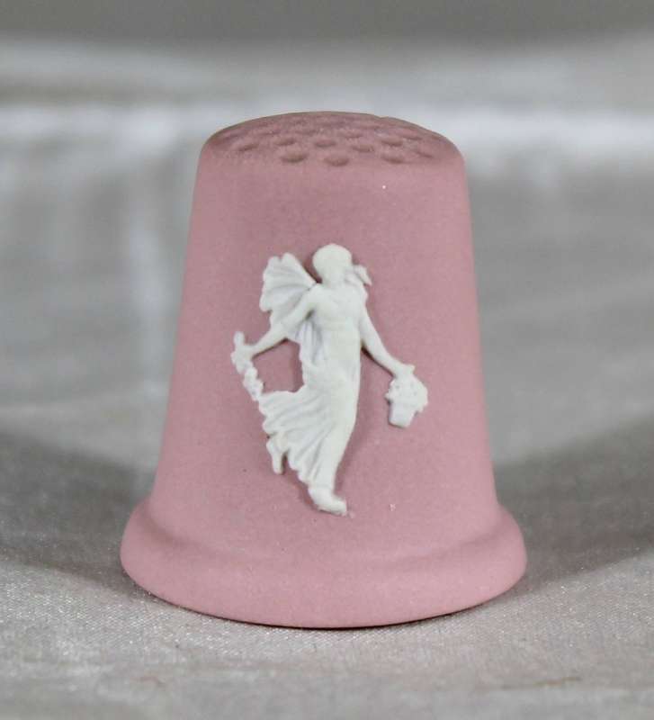 Wedgwood Pink Jasperware Thimble - Floral Girl