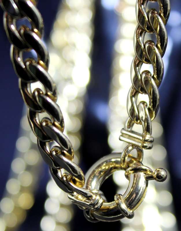 Costume Jewelry - Trio Set of Gold Looking Chain, Chocker & Bracelet