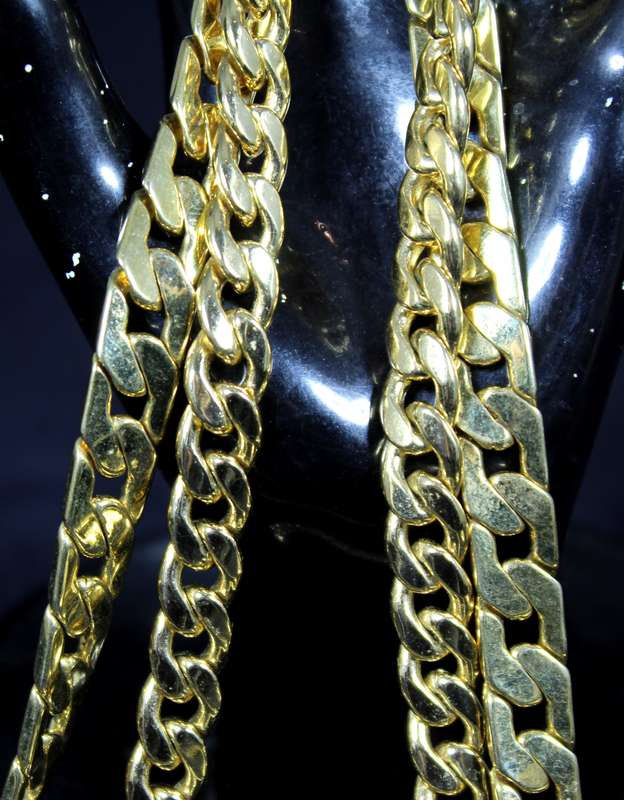 Costume Jewelry - Trio Set of Gold Looking Chain, Chocker & Bracelet