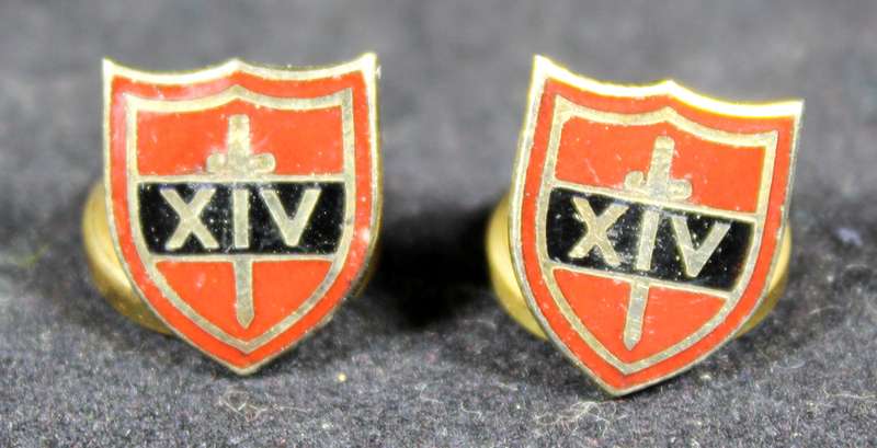 Costume Jewelry - Pair of Shield (XIV) Buttons