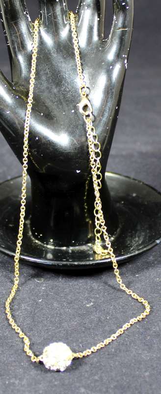 Costume Jewelry - Very Delicate Necklace with Diamante Ball