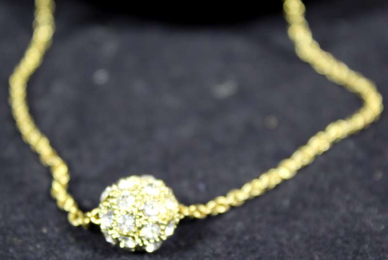 Costume Jewelry - Very Delicate Necklace with Diamante Ball