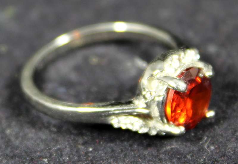 Costume Jewelry - Red Stone with Diamante Ring