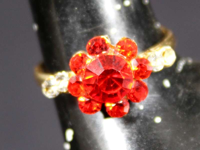 Costume Jewelry - Multiple Red Stone with Diamante Ring