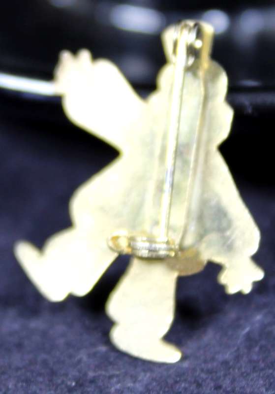 costume jewelry - metal and enamel clown brooch