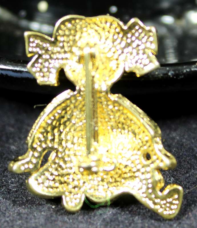 costume jewelry - ponytail girl with diamante & enamel brooch