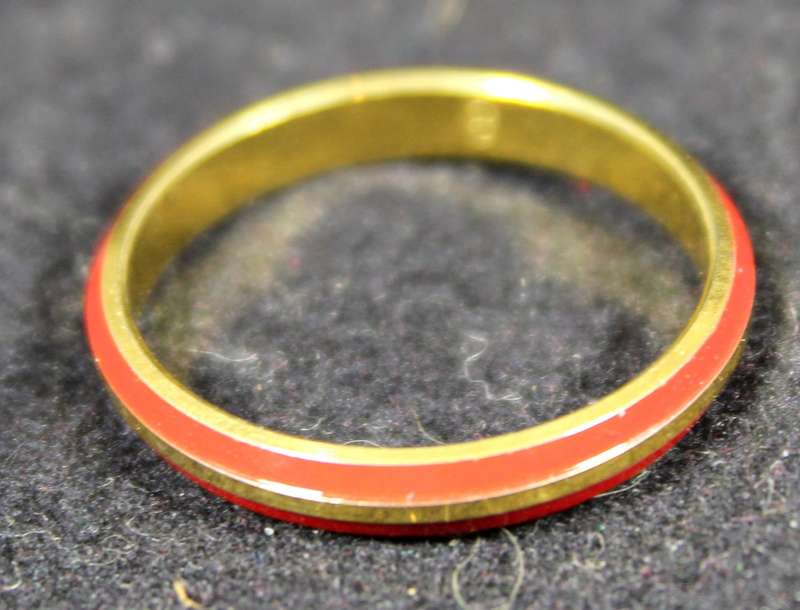 costume jewelry - very fine pinky ring - red