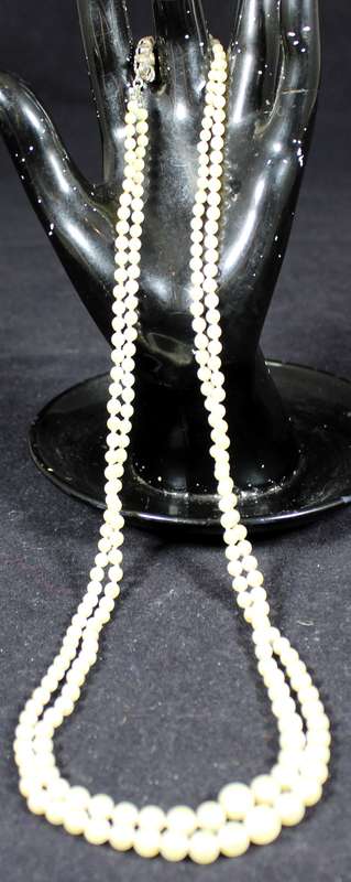 costume jewelry - pearl necklace with string silver clasp