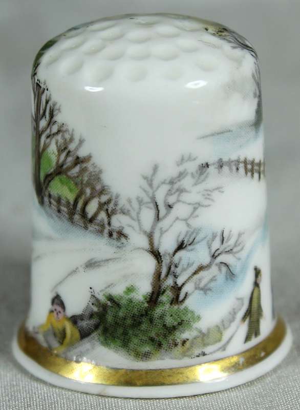 Bone China thimble - snow scene