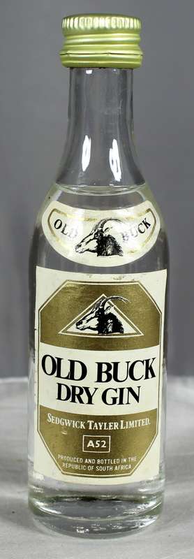 Mini liquor bottle - Old Buck dry gin