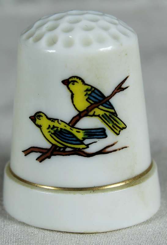 Bone China thimble - yellow bird
