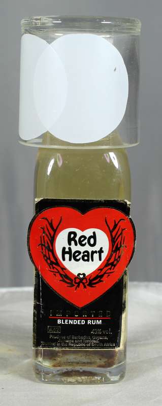 Mini liquor bottle - Red Heart rum with shot glass