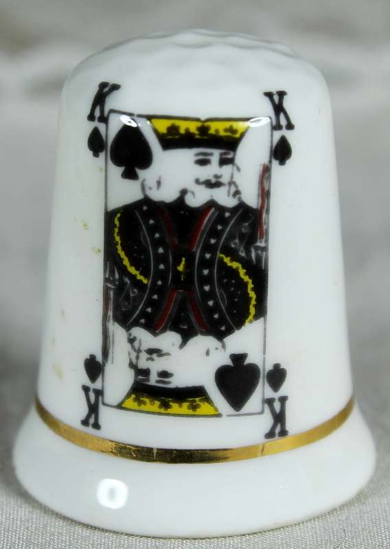 Bone China thimble - Fenton - king of clubs