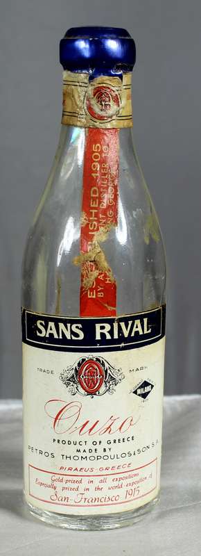 Mini liquor bottles - Sans Rival ouzo