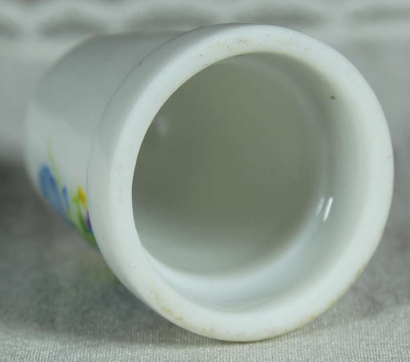 Bone China thimble - blue and purple flowers