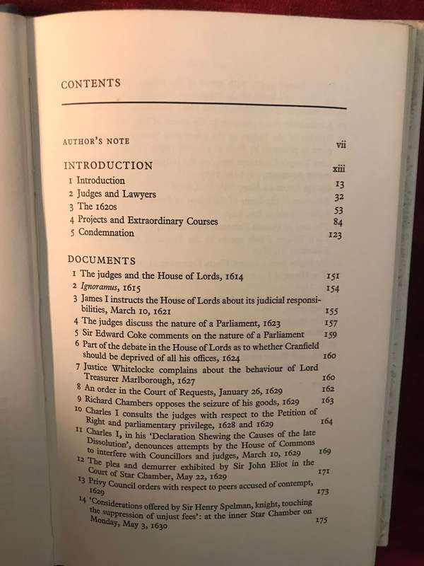 Politics and the Bench: Judges and the Origins of the English Civil War - WJ Jones (1971 1st Ed)