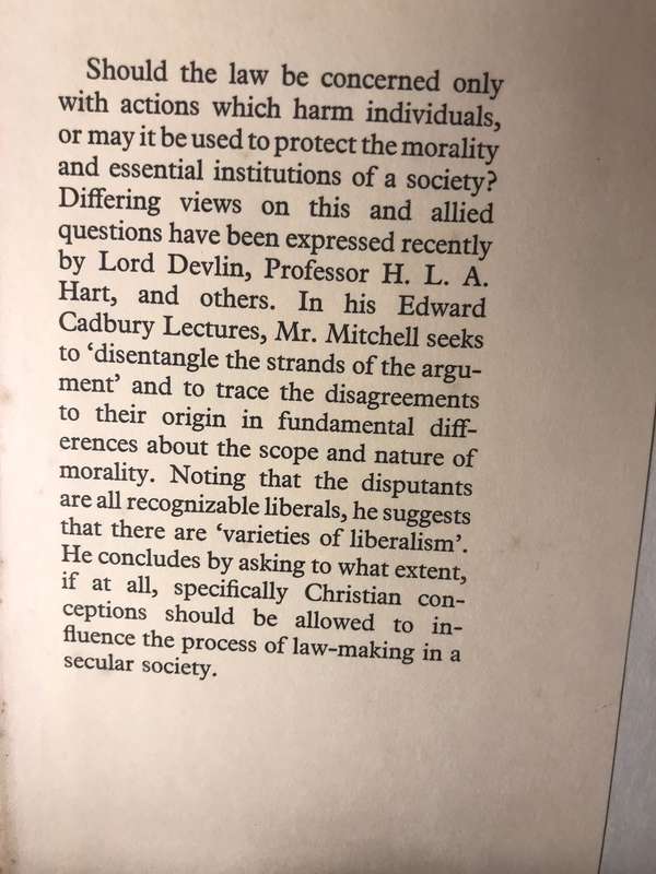 Law, Morality, and Religion in a Secular Society - Basil Mitchell (1967 1st Edition Hardcover)