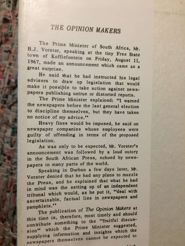 The Opinion Makers - Ivor Benson (1967 1st Edition Hardcover)