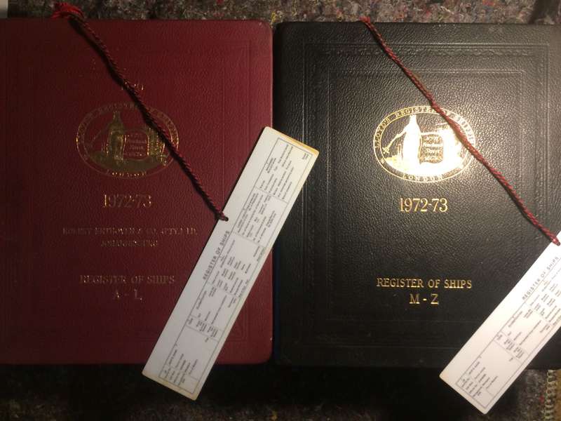 Lloyd's Register of Shipping 1972-73: Register of Ships - 2 Vols (A-L & M-Z) RARE & LEATHER BOUND