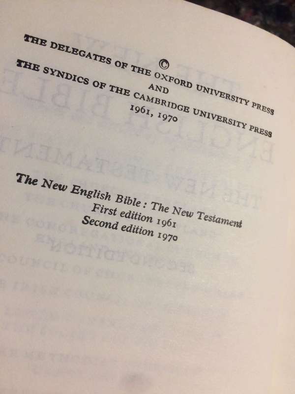The New English Bible: New Testament (1970 Popular Edition Hardcover)