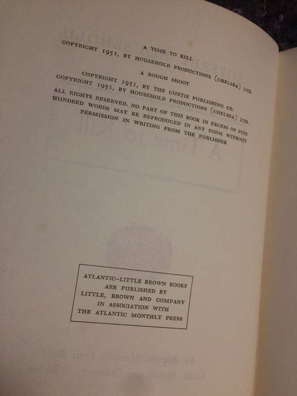 A Time to Kill - Geoffrey Household (1951 1st Edition Hardcover)