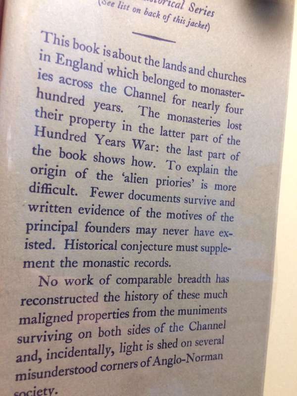 The Norman Monasteries and Their English Possessions - DJA Matthew (1963 Hardcover)