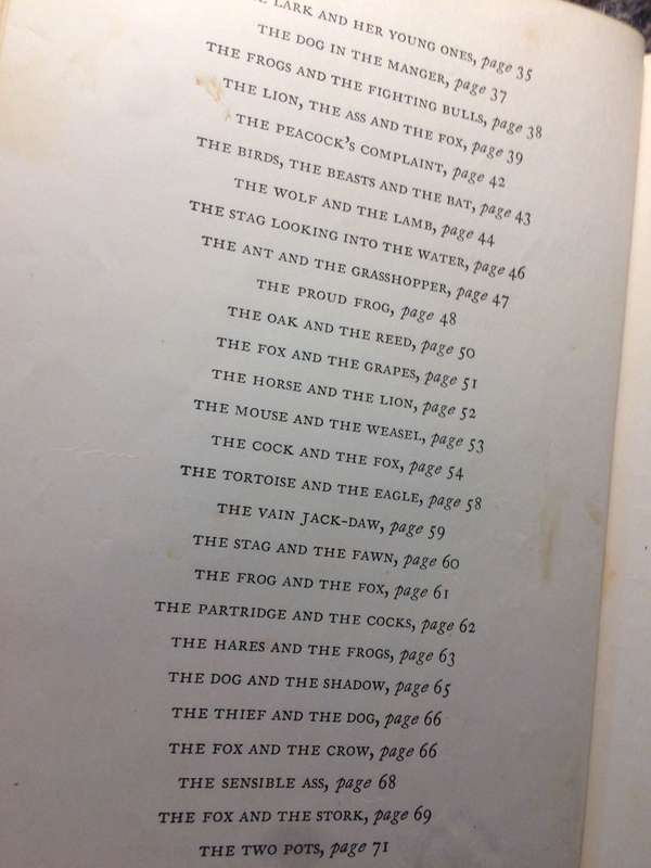 Aesops Fables: A New Version - Munro Leaf / Illustrations by Robert Lawson (1941 1st Edition)