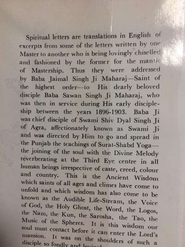 Spiritual Letters from Baba Jaimal Singh Ji Maharaj 1896 - 1903 / Radha Soami Satsang Press