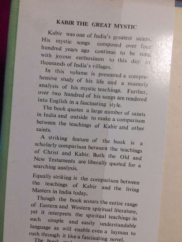 Kabir The Great Mystic - Isaac A Ezekiel / Radha Soami Satsang Beas (1978 Hardcover)