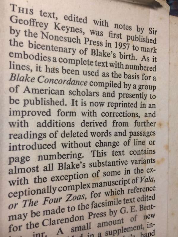 Complete Writings with Variant Readings - William Blake (1966 Hardcover - Oxford University Press)