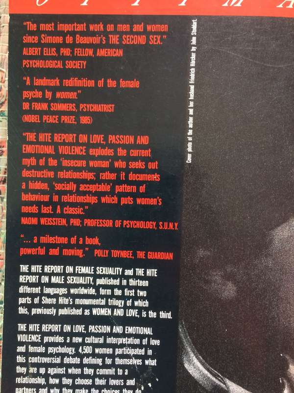 The Hite Report on Love, Passion and Emotional Violence - Shere Hite (RARE)